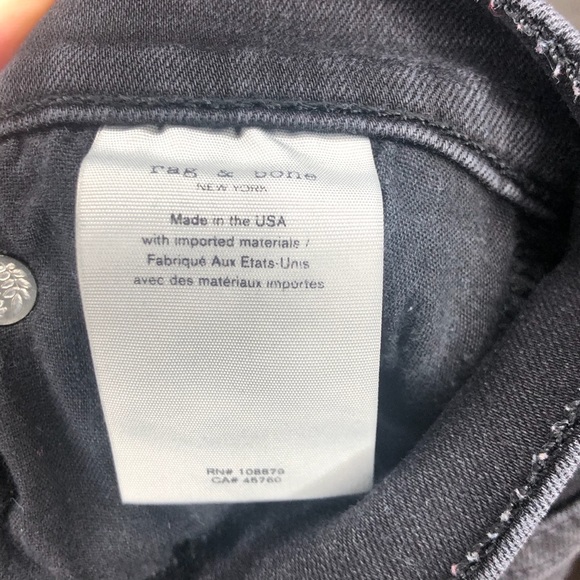 rag & bone Jeans sz 24 Ankle Skinny Black - Picture 12 of 13